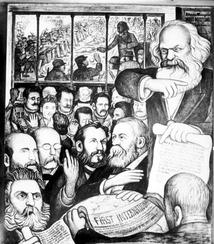 Panel of Diego Rivera's mural at Unity House, depicting the labor movement and labor radicalism.